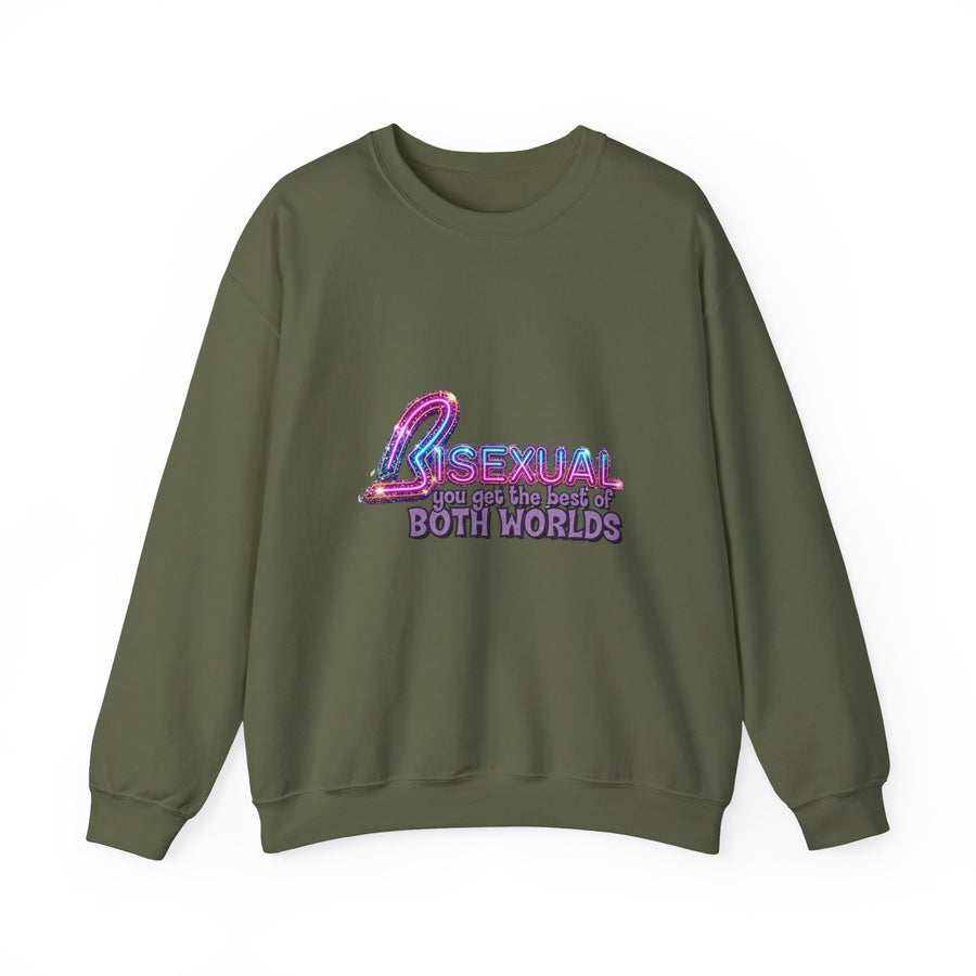 Bisexual – Best of Both Worlds Sweatshirt – Glittermotief voor Bi Pride en Pride