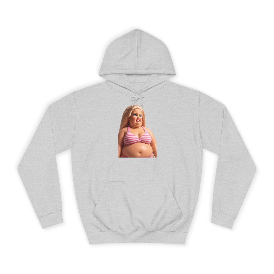 True Insights Genervte Blondine Hoodie – Lustiges Statement-Motiv mit Bikini-Puppe in Heather Grey