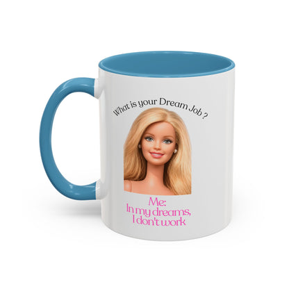 Lustige Tasse "In my dreams I don't work" - Witziger Spruch Kaffeebecher als Geschenk für faule Tage & Arbeitsmuffel