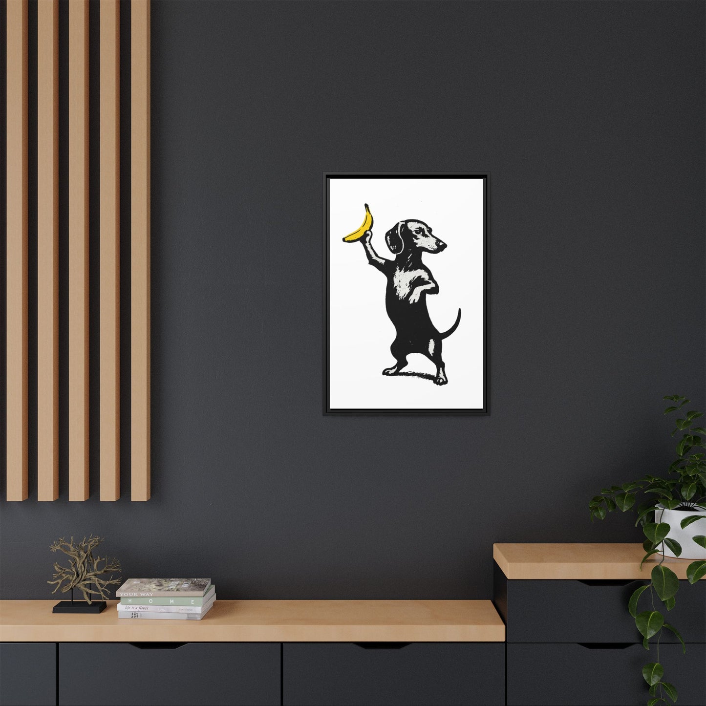 Dackel mit Banane – Banksy-inspirierter Art Print