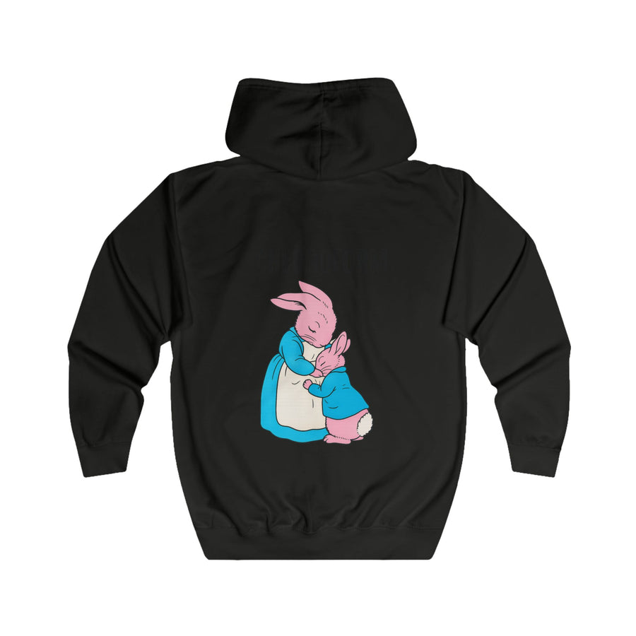 CHLOROFORM Hase Zip Hoodie – Lustiger Schwarzer Humor Kapuzenpullover mit Häschen Motiv, Sarkastisches Geschenk