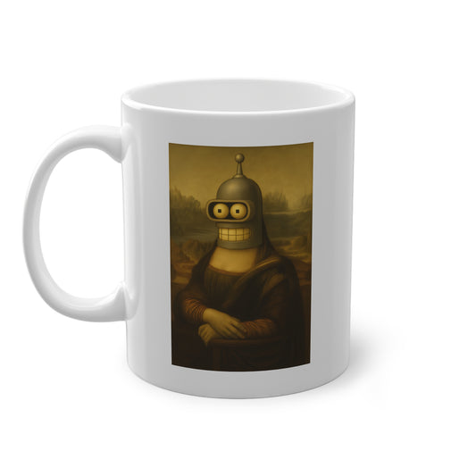 Mona Bender Tasse – Mona Lisa mit Bender-Kopf | Lustige Kunst-Parodie für Nerds-Mug-True Insights
