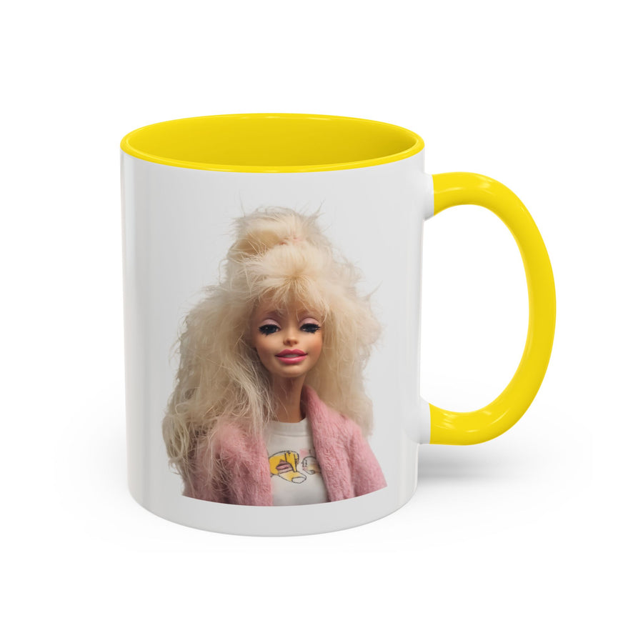 Mug Poupée Rétro Années 80 | Blonde Culte Brushing & Veste Rose | Tasse Café Cadeau Fans Nostalgie & Barbie