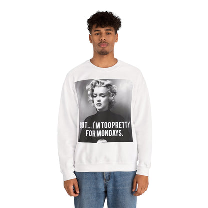 Sweatshirt – Sweatshirt – Too Pretty for Mondays – Retro Statement Pullover | True Insights Design mit Humor