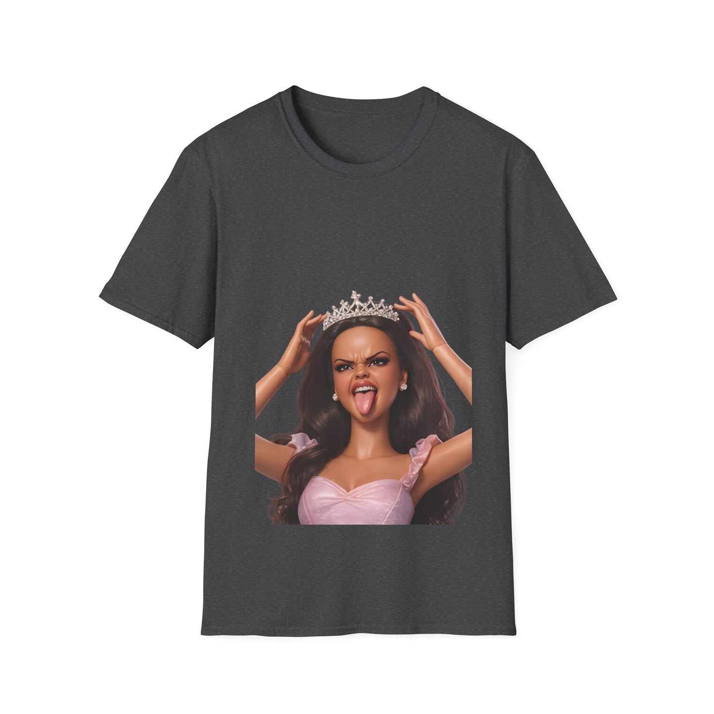 Barbicore T-Shirt Unisex – Freche Puppen-Prinzessin mit Krone & Zunge raus, Pink Aesthetic Statement Shirt