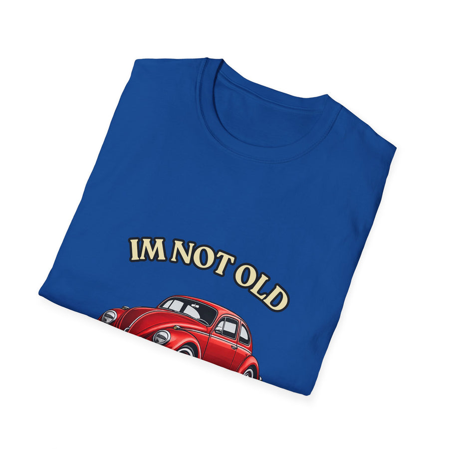 True Insights T-Shirt Baujahr 1976 roter Oldtimer Käfer satirisches Geburtstagsmotiv