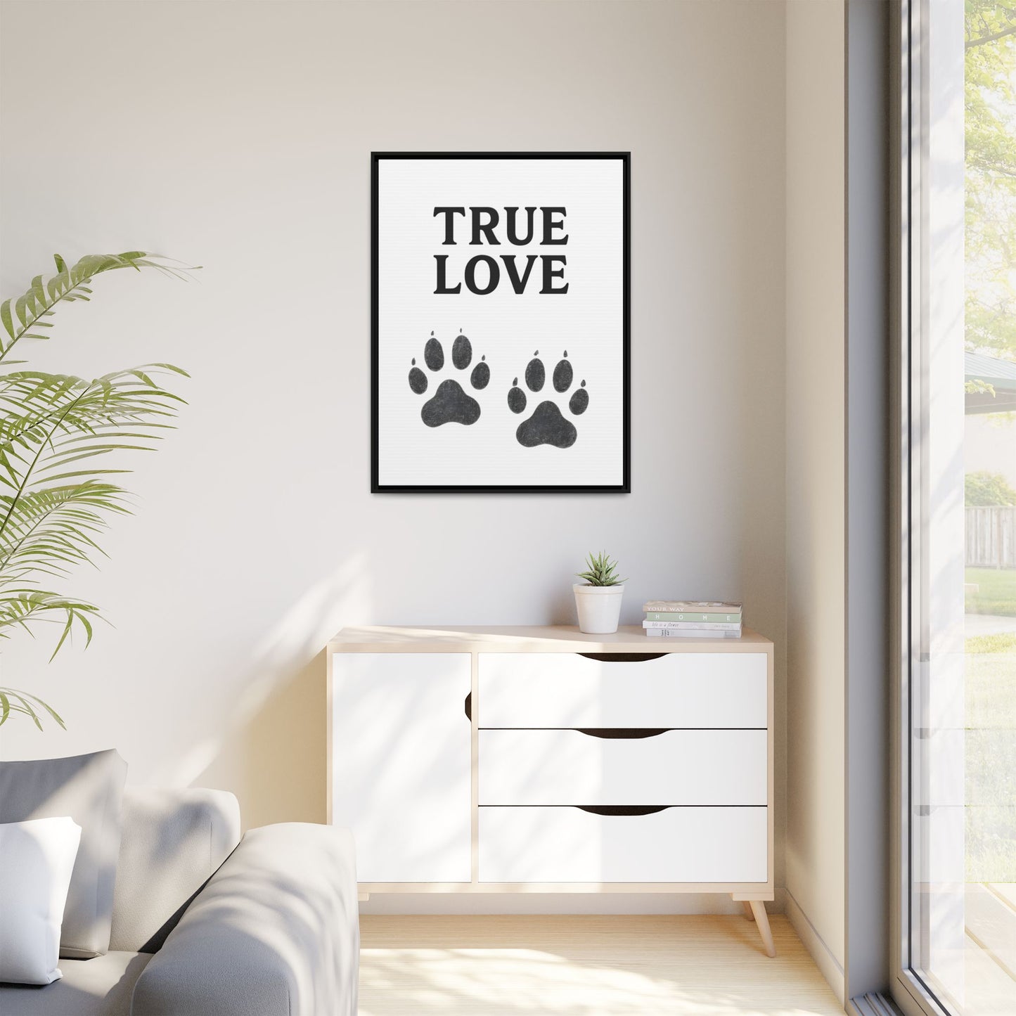 TRUE LOVE – Gerahmtes Wandbild mit Pfotenabdrücken | Tierliebe als stilvolles Geschenk