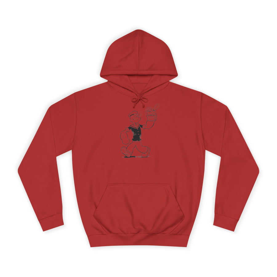 True Insights Hoodie Popeye Spinat Dose Kult Kapuzenpullover in Fire Red für Retro Cartoon Liebhaber