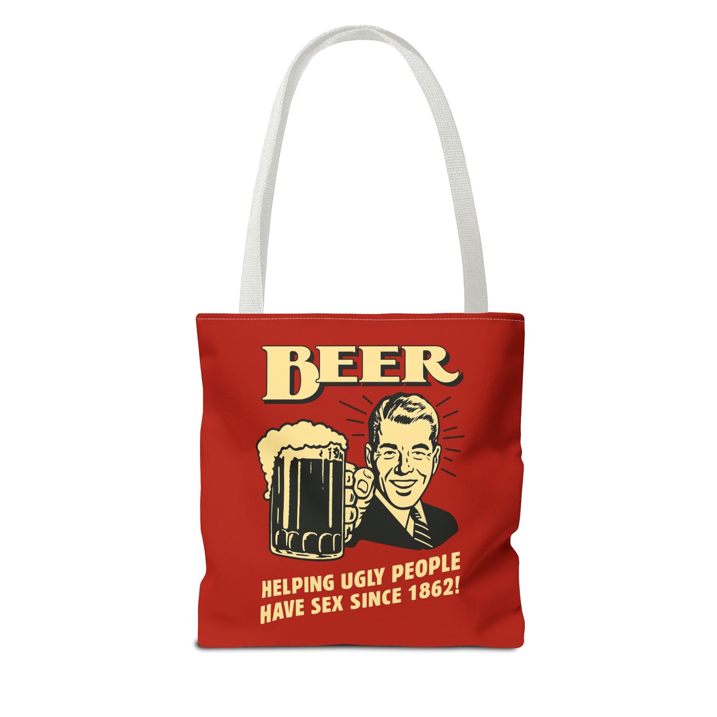 Beer Tote Bag - Helping Ugly People Have Sex Since 1862 - Lustige Retro Bier Einkaufstasche - Vintage Parodie Geschenk