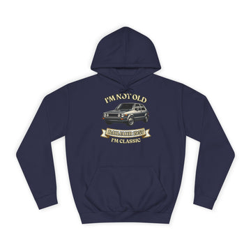 Geschenk zum 70. Geburtstag – Hoodie Jahrgang 1957 VW Golf – Oxford Navy – Vorderseite