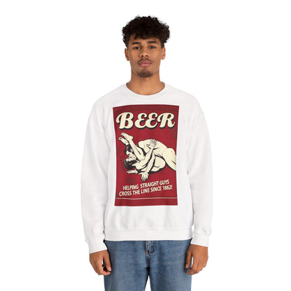 Sweatshirt – Witziges Retro Bier Sweatshirt – BEER - Helping Straight Guys Cross the Line Since 1862! Partywear Statement | True Insights Design mit Humor