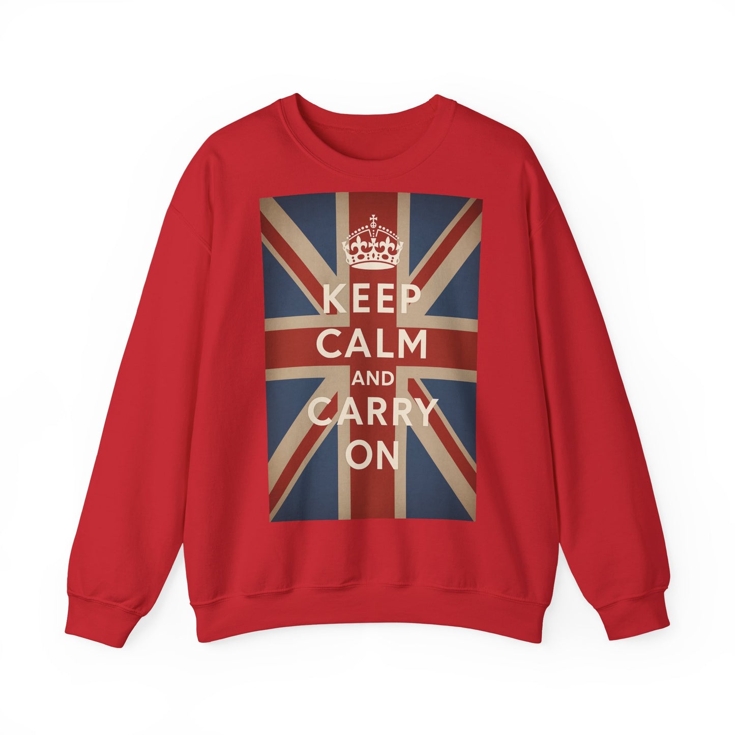 True Insights Sweatshirt Keep Calm and Carry On Britische Flagge Krone Retro Pullover in Rot für UK Fans