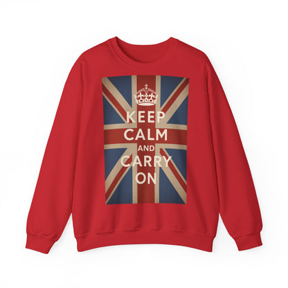 True Insights Sweatshirt Keep Calm and Carry On Britische Flagge Krone Retro Pullover in Rot für UK Fans