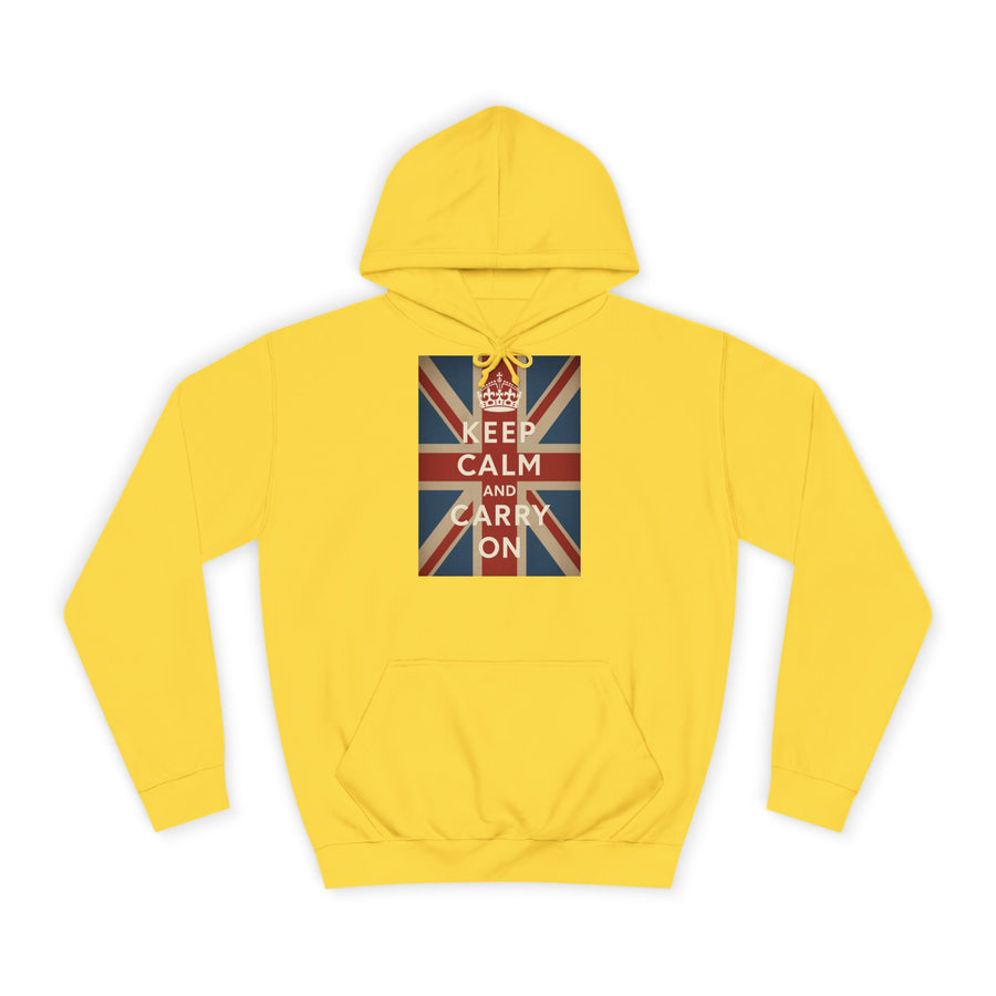 Sweat à Capuche Keep Calm and Carry On – Union Jack Drapeau Britannique Couronne Vintage Rétro pour Fans du UK
