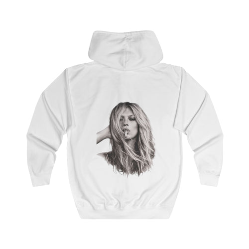 Kate Moss Zip Hoodie – Ikonisches Schwarz-Weiß Porträt Kapuzenjacke für Fashion & Musik Fans, Vintage Style Geschenk