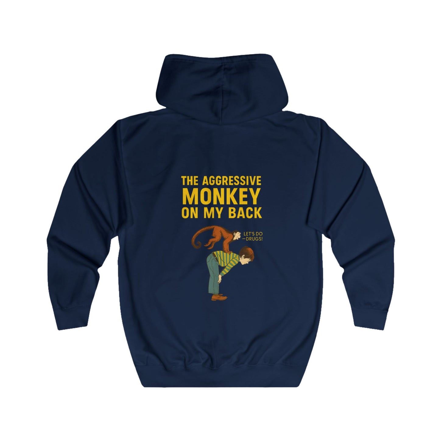 The Aggressive Monkey On My Back Zip Hoodie – Lustiger Affe Vintage Parodie Hoodie für Humor-Fans
