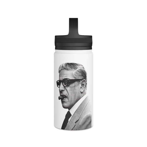 Bouteille en inox Aristoteles Onassis – Gourde isotherme avec couvercle à poignée, icône vintage noir & blanc