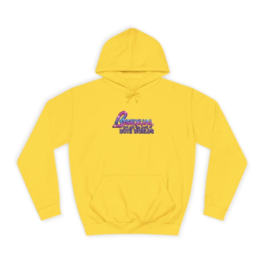 True Insights Bisexual – Best of Both Worlds Hoodie – Glitzer-Motiv für Bi Pride und CSD in Sun Yellow