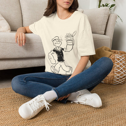 Popeye Spinat Dose T-Shirt Unisex – Retro Comic Kult Sailor Cartoon Fan Shirt Geschenk