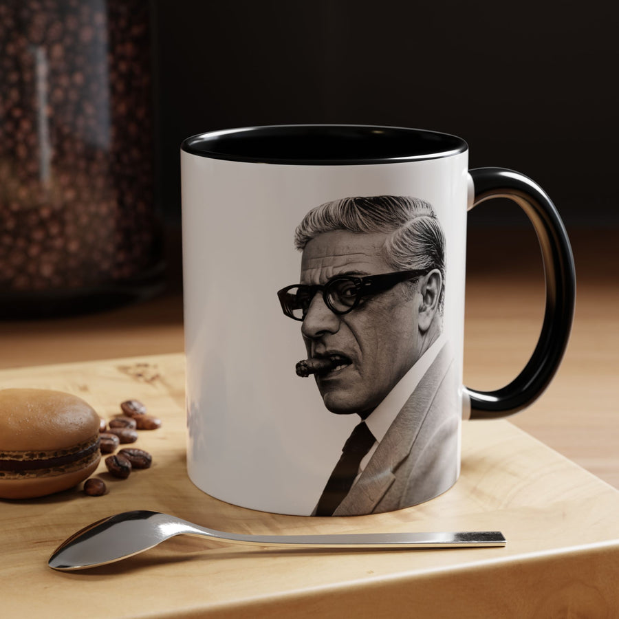 Mug Aristoteles Onassis – Portrait noir & blanc avec cigare & lunettes | Mug coloré pour fans d'histoire & de style
