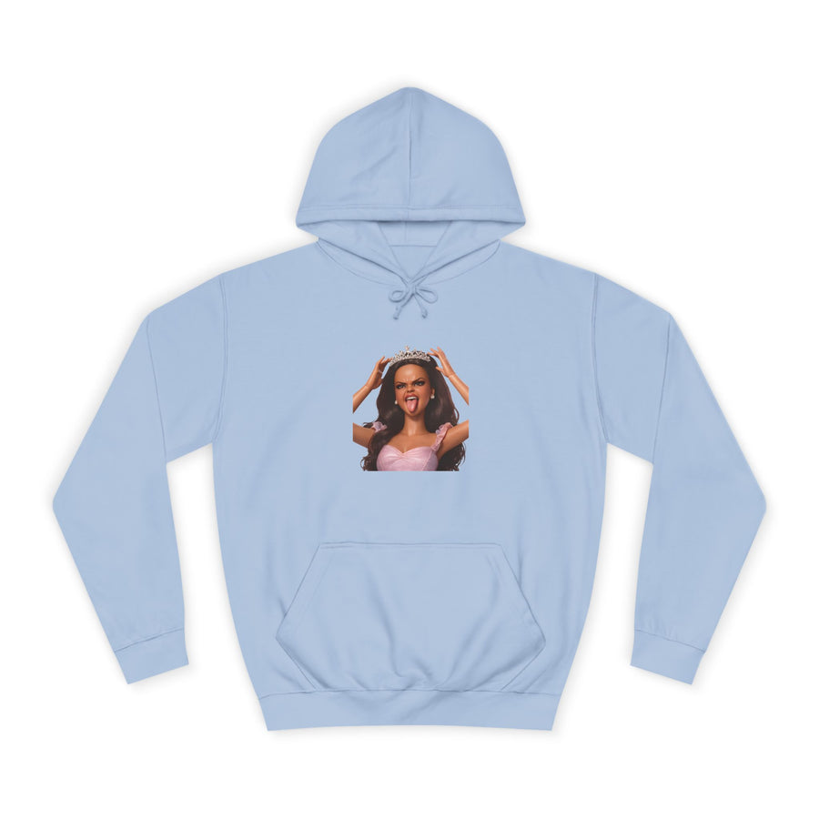 True Insights Barbicore Prinzessin Hoodie – Freches Puppen-Motiv mit Krone und Zunge raus in Sky Blue