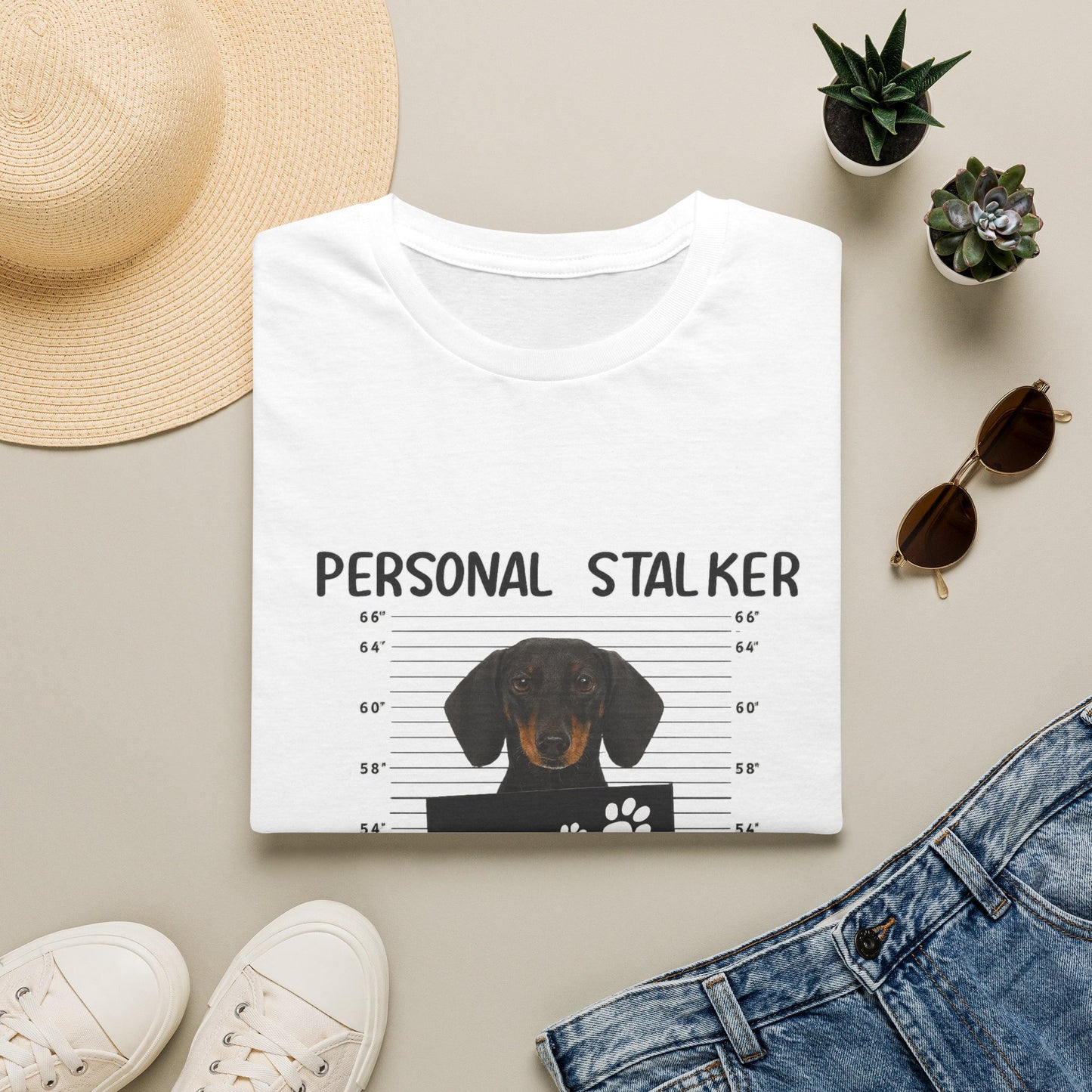 Dackel Personal Stalker T-Shirt - Lustiges Hunde Shirt für Dackelbesitzer - I Will Follow You Wherever You Go - Geschenk für Hundeliebhaber
