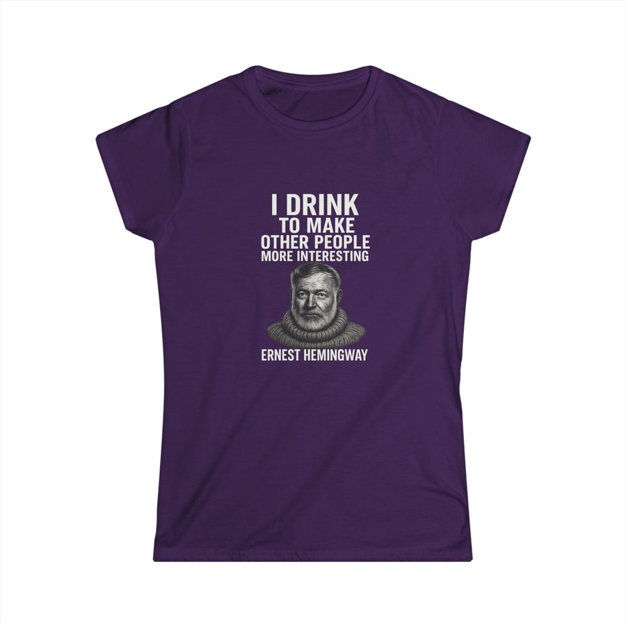 True Insights Damen Shirt Hemingway Whiskey Zitat witziger Spruch in Lila