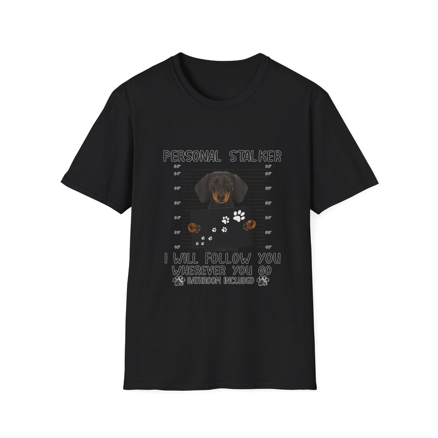 True Insights T-Shirt Dackel Personal Stalker in Schwarz, humorvolles Shirt für Dackelfans