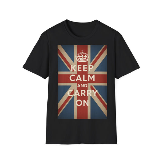 True Insights T-Shirt Keep Calm and Carry On Union Jack Vintage in Schwarz, britische Flagge, Unisex Geschenk