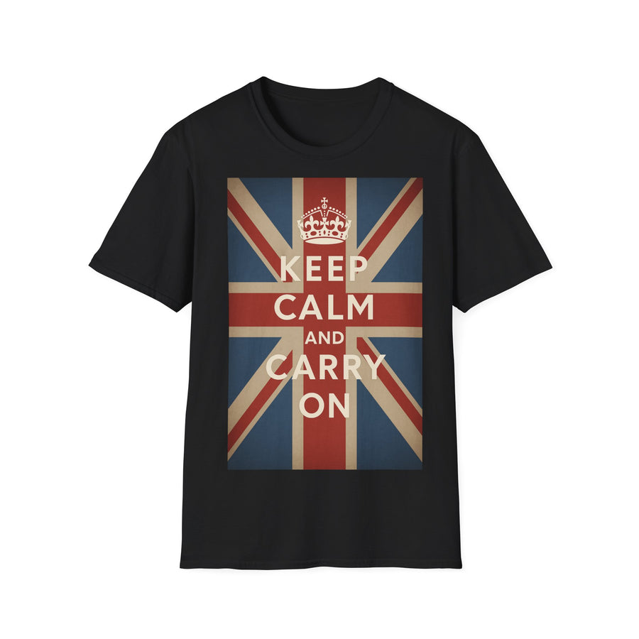 True Insights T-Shirt Keep Calm and Carry On Union Jack Vintage in Schwarz, britische Flagge, Unisex Geschenk