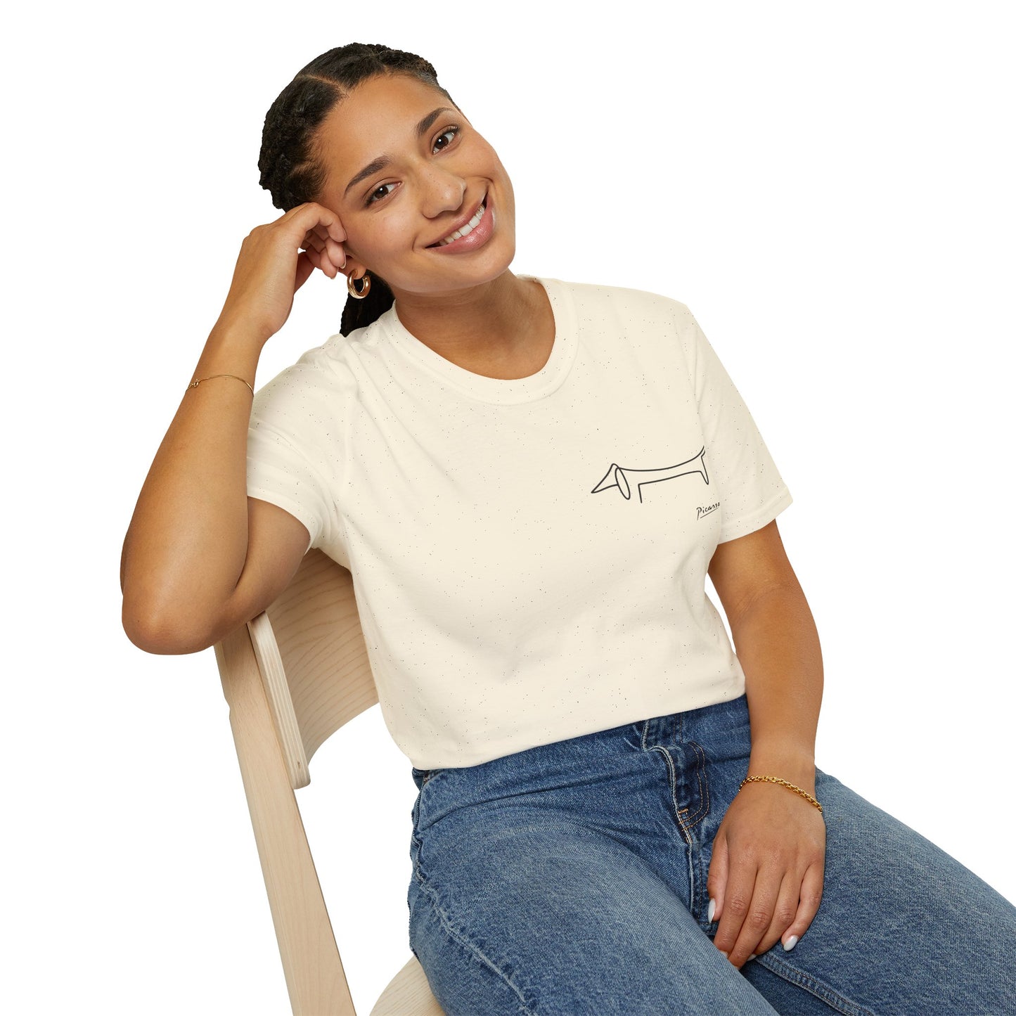 Picasso Dackel T-Shirt – Minimalistische Hundelinie mit Kultfaktor - kleines Motiv
