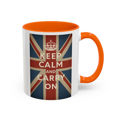 Mug Keep Calm and Carry On – Tasse Union Jack rétro British avec couronne