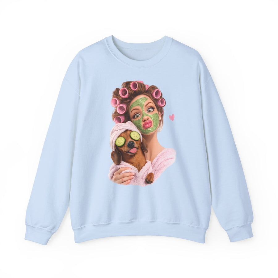 True Insights Dackel Spa Sweatshirt – Lustiges Wellness-Motiv mit Dackel in Light Blue