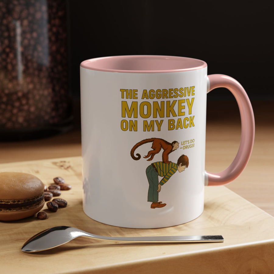 Mug Aggressive Monkey On My Back - Tasse drôle rétro vintage