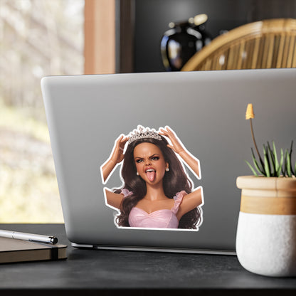 Barbicore Sticker – Diva Puppe mit Krone & Zunge raus | Lustiger Aufkleber für Laptop, Trinkflasche & mehr
