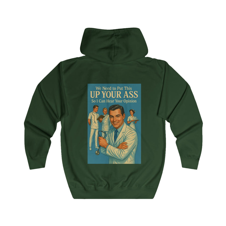 True Insights We Need to Put This Up Your Ass Zip-Hoodie – Retro-Arzt-Motiv mit schwarzem Humor