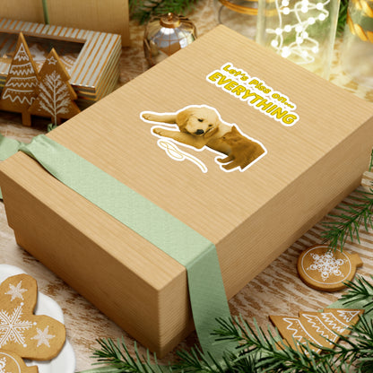 Lustiger Sticker Hund & Katze "Let's Piss on Everything" - Frecher Aufkleber für Tierfreunde & Humor-Fans