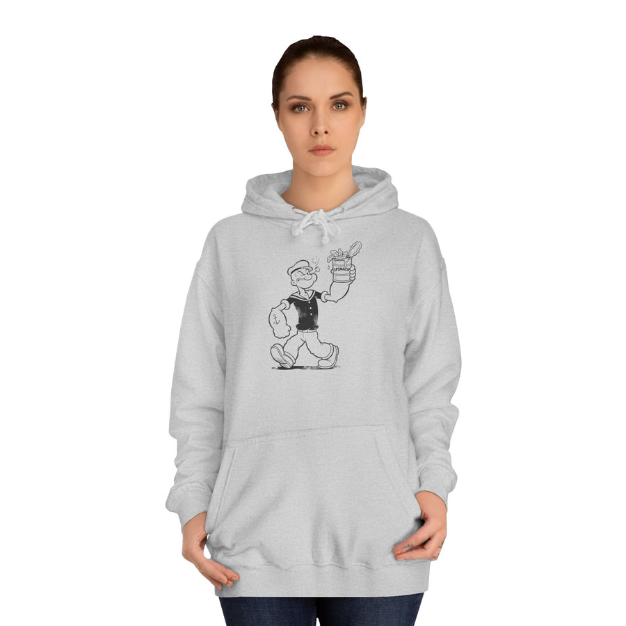 True Insights Hoodie Popeye Spinat Dose Comic Kapuzenpullover Detailfoto der Kängurutasche