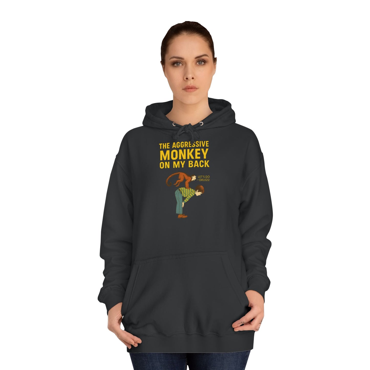 The Aggressive Monkey On My Back Hoodie - Lustiger Affe Vintage Retro Spruch Kapuzenpullover - Ironischer Humor Geschenk