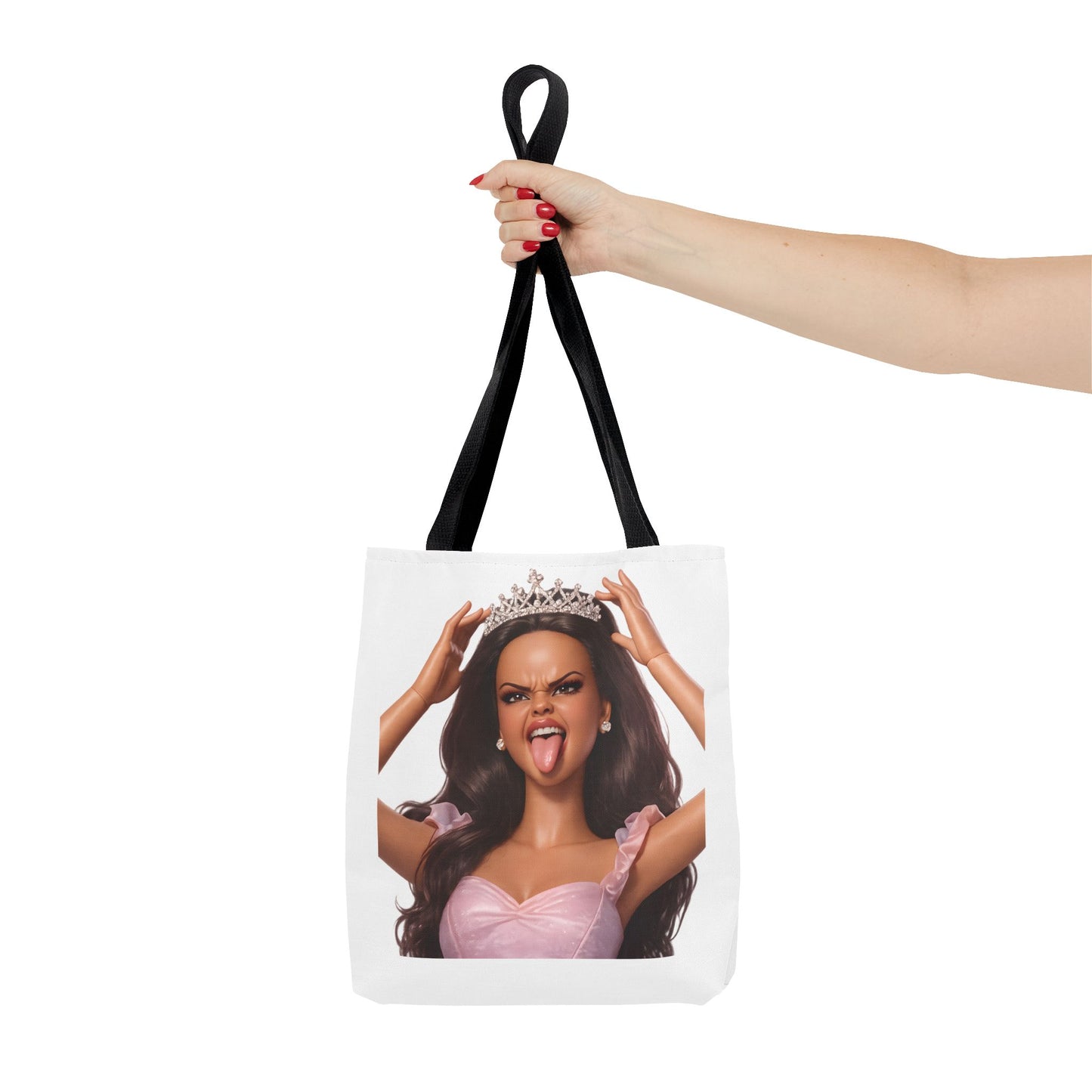 Barbicore Tote Bag – Freche Diva mit Krone & Zunge | Bedruckter Polyester Sportbeutel Gymbag für Gym, Uni & Strand