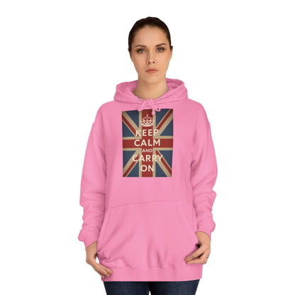Keep Calm and Carry On Hoodie – Union Jack Britse Vlag Kroon Vintage Retro Hoodie voor UK-Fans