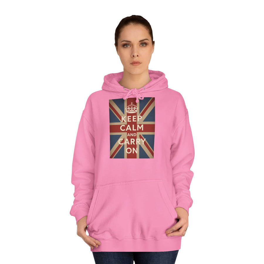 Sweat à Capuche Keep Calm and Carry On – Union Jack Drapeau Britannique Couronne Vintage Rétro pour Fans du UK