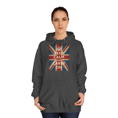 Keep Calm and Carry On Hoodie – Union Jack Britse Vlag Kroon Vintage Retro Hoodie voor UK-Fans