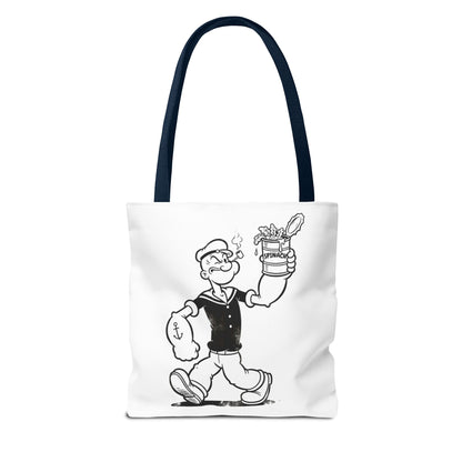 Popeye Spinat Dose Comic Kult Tote Bag – Retro Sailor Beutel aus Polyester, ideal für Comic-Fans & Nostalgiker