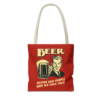 Beer Tote Bag - Helping Ugly People Have Sex Since 1862 - Lustige Retro Bier Einkaufstasche - Vintage Parodie Geschenk