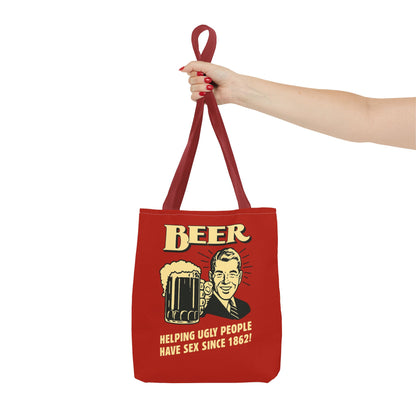 Beer Tote Bag - Helping Ugly People Have Sex Since 1862 - Lustige Retro Bier Einkaufstasche - Vintage Parodie Geschenk