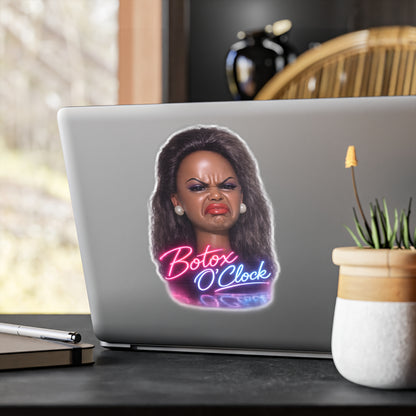 Botox O'Clock Sticker – Lustiges Beauty-Meme Aufkleber, Grimasse Neon-Design, Geschenk für Botox-Fans & Kosmetik-Liebhaber