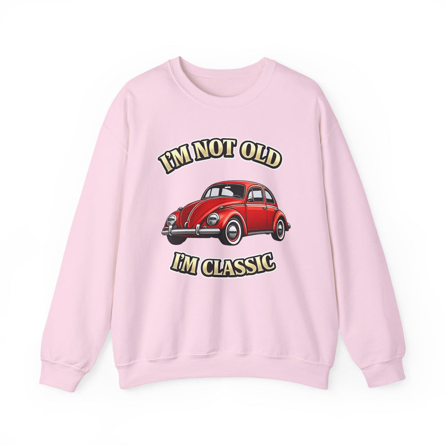 True Insights Vintage VW Käfer Sweatshirt – I'm Not Old I'm Classic Geschenk für Käfer-Fans in Light Pink