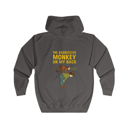 The Aggressive Monkey On My Back Zip Hoodie – Lustiger Affe Vintage Parodie Hoodie für Humor-Fans