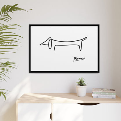 Picasso-Dackel Line-Art Leinwand | Minimalistisches Wandbild | Modernes Hunde-Kunstwerk